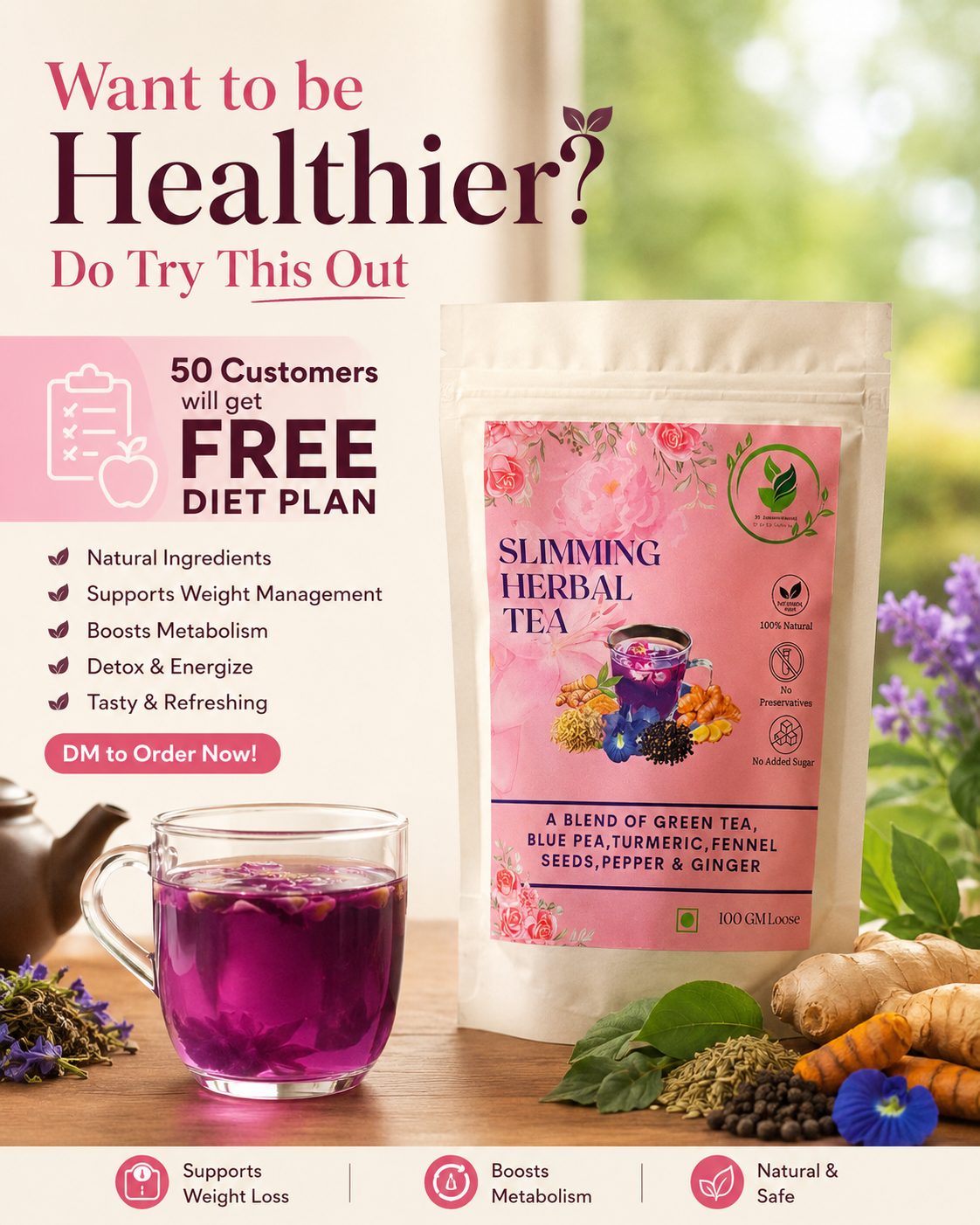 slimming herbal tea – natural wellness blend (100g) slimming herbal tea – natural wellness blend (100g)